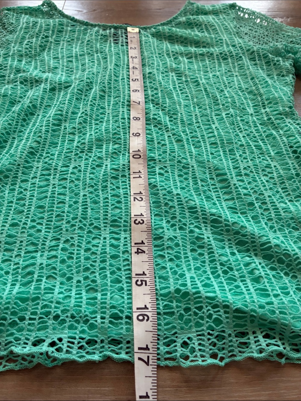 Peck & Peck Mint Green Crochet Scoop-Neck Top Size S - Picture 8 of 8
